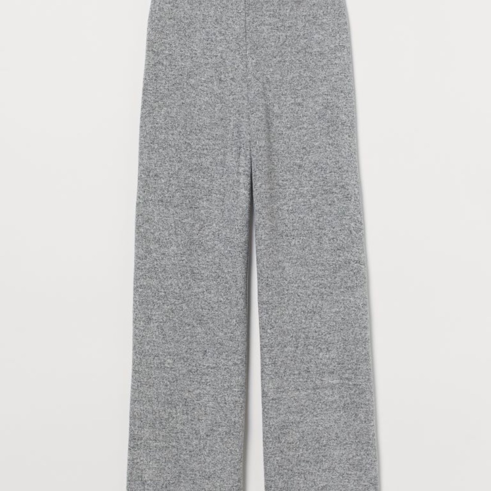 H&M grey melange wide-leg flown knit pants